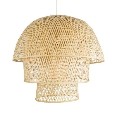 Boho Κρεμαστό Φωτιστικό HIROKA Μονόφωτο 1 x E27 AC220-240V IP20 - Φ100 x Υ110cm - Μπεζ Ξύλινο Μπαμπού Πλέγμα Καμπάνα GloboStar® HIROKA 02046 Boho Κρεμαστό Φωτιστικό Οροφής Μονόφωτο 1 x E27 AC220-240V IP20 - Φ100 x Υ110cm - Μπεζ Ξύλινο Μπαμπού Πλέγμα Καμπάνα - 5 Χρόνια Εγγύηση