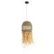 GloboStar® SAINTLUCIA 02160 Boho Κρεμαστό Φωτιστικό Πλέγμα Μονόφωτο 1 x E27 IP20 Καφέ Ράφια - Μ30 x Π30 x Υ90cm