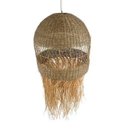 Boho Κρεμαστό Φωτιστικό SAINTLUCIA Μονόφωτο 1 x E27 AC220-240V IP20 - Φ66 x Υ120cm - Χακί Σχοινί με Μπεζ Φυσική Ράφια Νήμα Πλεγμα Καμπάνα GloboStar® SAINTLUCIA 02161 Boho Κρεμαστό Φωτιστικό Πλεγμα Μονόφωτο 1 x E27 IP20 Μπεζ Ράφια - Μ66 x Π66 x Υ120cm