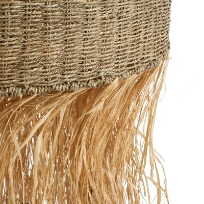 Boho Κρεμαστό Φωτιστικό SAINTLUCIA Μονόφωτο 1 x E27 AC220-240V IP20 - Φ66 x Υ120cm - Χακί Σχοινί με Μπεζ Φυσική Ράφια Νήμα Πλεγμα Καμπάνα GloboStar® SAINTLUCIA 02161 Boho Κρεμαστό Φωτιστικό Πλεγμα Μονόφωτο 1 x E27 IP20 Μπεζ Ράφια - Μ66 x Π66 x Υ120cm