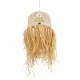 GloboStar® BASSETERRE 02162 Boho Κρεμαστό Φωτιστικό Οροφής Μονόφωτο 1 x E27 AC220-240V IP20 - Φ35 x Υ60cm - Μπεζ Ξύλινο Μπαμπού με Μπεζ Φυσική Ράφια Νήμα Πλεγμα Καμπάνα - 5 Χρόνια Εγγύηση