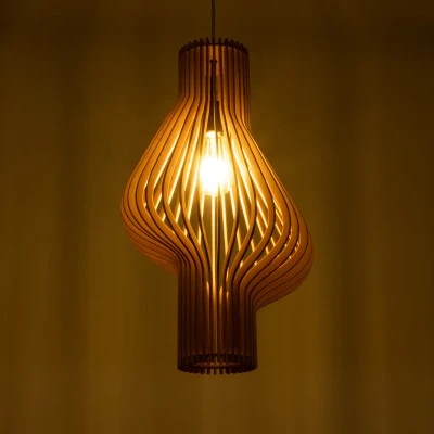 GloboStar® MIHIRO 02172 Boho Κρεμαστό Φωτιστικό Πλέγμα Μονόφωτο 1 x E27 IP20 Μπεζ Ξύλο - Μ32 x Π32 x Υ56cm