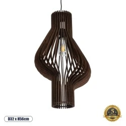 Boho Κρεμαστό Φωτιστικό MIHIRO Μονόφωτο 1 x E27 AC220-240V IP20 - Φ32 x Υ56cm - Καφέ Σκούρο Ξύλινο Πλέγμα