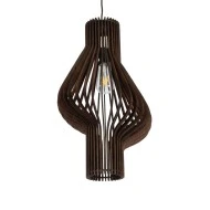 Boho Κρεμαστό Φωτιστικό MIHIRO Μονόφωτο 1 x E27 AC220-240V IP20 - Φ32 x Υ56cm - Καφέ Σκούρο Ξύλινο Πλέγμα