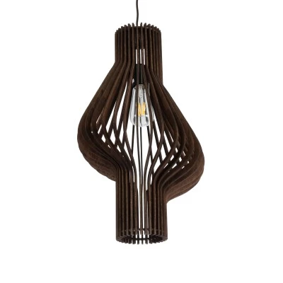 Boho Κρεμαστό Φωτιστικό MIHIRO Μονόφωτο 1 x E27 AC220-240V IP20 - Φ32 x Υ56cm - Καφέ Σκούρο Ξύλινο Πλέγμα GloboStar® MIHIRO 02173 Boho Κρεμαστό Φωτιστικό Πλέγμα Μονόφωτο 1 x E27 IP20 Καφέ Ξύλο - Μ32 x Π32 x Υ56cm