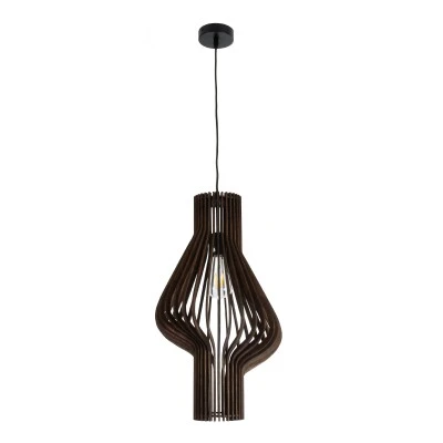 Boho Κρεμαστό Φωτιστικό MIHIRO Μονόφωτο 1 x E27 AC220-240V IP20 - Φ32 x Υ56cm - Καφέ Σκούρο Ξύλινο Πλέγμα GloboStar® MIHIRO 02173 Boho Κρεμαστό Φωτιστικό Πλέγμα Μονόφωτο 1 x E27 IP20 Καφέ Ξύλο - Μ32 x Π32 x Υ56cm
