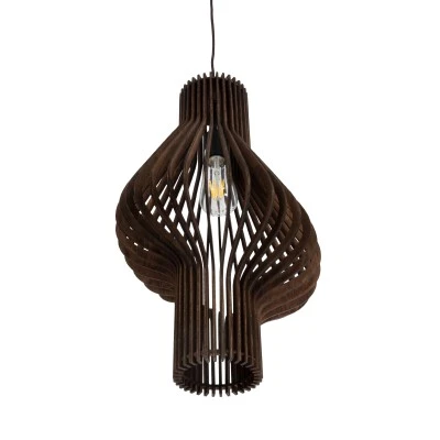 Boho Κρεμαστό Φωτιστικό MIHIRO Μονόφωτο 1 x E27 AC220-240V IP20 - Φ32 x Υ56cm - Καφέ Σκούρο Ξύλινο Πλέγμα GloboStar® MIHIRO 02173 Boho Κρεμαστό Φωτιστικό Πλέγμα Μονόφωτο 1 x E27 IP20 Καφέ Ξύλο - Μ32 x Π32 x Υ56cm