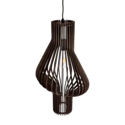 Boho Κρεμαστό Φωτιστικό MIHIRO Μονόφωτο 1 x E27 AC220-240V IP20 - Φ32 x Υ56cm - Καφέ Σκούρο Ξύλινο Πλέγμα GloboStar® MIHIRO 02173 Boho Κρεμαστό Φωτιστικό Πλέγμα Μονόφωτο 1 x E27 IP20 Καφέ Ξύλο - Μ32 x Π32 x Υ56cm