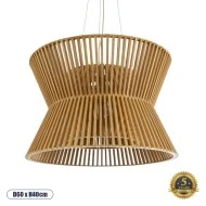 Boho Κρεμαστό Φωτιστικό BIMINI Μονόφωτο 1 x E27 AC220-240V IP20 - Φ60 x Υ40cm - Καφέ Ξύλινο Πλέγμα Καμπάνα