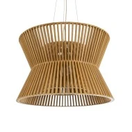 Boho Κρεμαστό Φωτιστικό BIMINI Μονόφωτο 1 x E27 AC220-240V IP20 - Φ60 x Υ40cm - Καφέ Ξύλινο Πλέγμα Καμπάνα