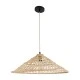 GloboStar® KAIA 02346 Boho Κρεμαστό Φωτιστικό Καμπάνα Μονόφωτο 1 x E27 IP20 Μπεζ Ξύλο - Μ60 x Π60 x Υ20cm