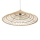 GloboStar® KAIA 02346 Boho Κρεμαστό Φωτιστικό Καμπάνα Μονόφωτο 1 x E27 IP20 Μπεζ Ξύλο - Μ60 x Π60 x Υ20cm