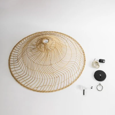 Boho Κρεμαστό Φωτιστικό KAIA Μονόφωτο 1 x E27 AC220-240V IP20 - Φ80 x Υ26cm - Μπεζ Ξύλινο Μπαμπού Πλέγμα Καμπάνα GloboStar® KAIA 02347 Boho Κρεμαστό Φωτιστικό Καμπάνα Μονόφωτο 1 x E27 IP20 Μπεζ Ξύλο - Μ80 x Π80 x Υ26cm