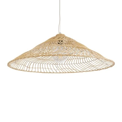 Boho Κρεμαστό Φωτιστικό KAIA Μονόφωτο 1 x E27 AC220-240V IP20 - Φ80 x Υ26cm - Μπεζ Ξύλινο Μπαμπού Πλέγμα Καμπάνα GloboStar® KAIA 02347 Boho Κρεμαστό Φωτιστικό Καμπάνα Μονόφωτο 1 x E27 IP20 Μπεζ Ξύλο - Μ80 x Π80 x Υ26cm