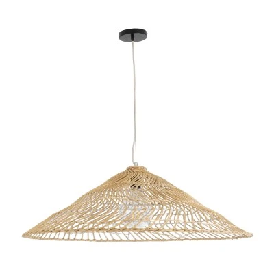 Boho Κρεμαστό Φωτιστικό KAIA Μονόφωτο 1 x E27 AC220-240V IP20 - Φ80 x Υ26cm - Μπεζ Ξύλινο Μπαμπού Πλέγμα Καμπάνα GloboStar® KAIA 02347 Boho Κρεμαστό Φωτιστικό Καμπάνα Μονόφωτο 1 x E27 IP20 Μπεζ Ξύλο - Μ80 x Π80 x Υ26cm