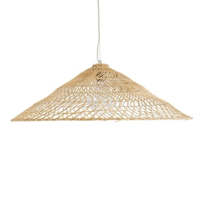 Boho Κρεμαστό Φωτιστικό KAIA Μονόφωτο 1 x E27 AC220-240V IP20 - Φ80 x Υ26cm - Μπεζ Ξύλινο Μπαμπού Πλέγμα Καμπάνα GloboStar® KAIA 02347 Boho Κρεμαστό Φωτιστικό Καμπάνα Μονόφωτο 1 x E27 IP20 Μπεζ Ξύλο - Μ80 x Π80 x Υ26cm