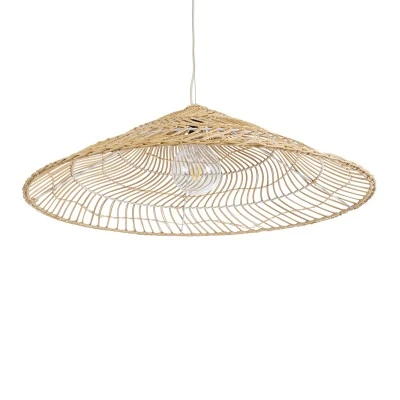 Boho Κρεμαστό Φωτιστικό KAIA Μονόφωτο 1 x E27 AC220-240V IP20 - Φ80 x Υ26cm - Μπεζ Ξύλινο Μπαμπού Πλέγμα Καμπάνα GloboStar® KAIA 02347 Boho Κρεμαστό Φωτιστικό Καμπάνα Μονόφωτο 1 x E27 IP20 Μπεζ Ξύλο - Μ80 x Π80 x Υ26cm