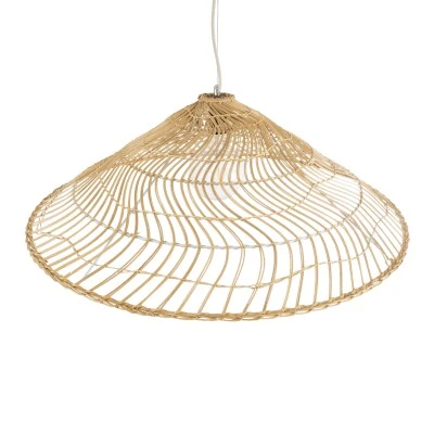 Boho Κρεμαστό Φωτιστικό KAIA Μονόφωτο 1 x E27 AC220-240V IP20 - Φ80 x Υ26cm - Μπεζ Ξύλινο Μπαμπού Πλέγμα Καμπάνα GloboStar® KAIA 02347 Boho Κρεμαστό Φωτιστικό Καμπάνα Μονόφωτο 1 x E27 IP20 Μπεζ Ξύλο - Μ80 x Π80 x Υ26cm