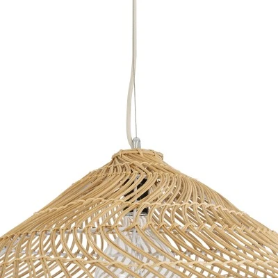 Boho Κρεμαστό Φωτιστικό KAIA Μονόφωτο 1 x E27 AC220-240V IP20 - Φ80 x Υ26cm - Μπεζ Ξύλινο Μπαμπού Πλέγμα Καμπάνα GloboStar® KAIA 02347 Boho Κρεμαστό Φωτιστικό Καμπάνα Μονόφωτο 1 x E27 IP20 Μπεζ Ξύλο - Μ80 x Π80 x Υ26cm