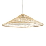 Boho Κρεμαστό Φωτιστικό KAIA Μονόφωτο 1 x E27 AC220-240V IP20 - Φ100 x Υ30cm - Μπεζ Ξύλινο Μπαμπού Πλέγμα Καμπάνα