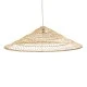 GloboStar® KAIA 02348 Boho Κρεμαστό Φωτιστικό Καμπάνα Μονόφωτο 1 x E27 IP20 Μπεζ Ξύλο - Μ100 x Π100 x Υ30cm