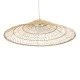 GloboStar® KAIA 02348 Boho Κρεμαστό Φωτιστικό Καμπάνα Μονόφωτο 1 x E27 IP20 Μπεζ Ξύλο - Μ100 x Π100 x Υ30cm