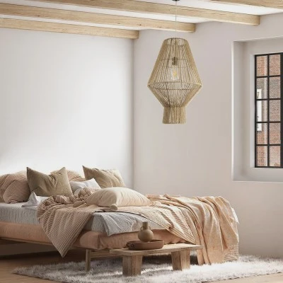 Boho Κρεμαστό Φωτιστικό CAYMAN Μονόφωτο 1 x E27 AC220-240V IP20 - Φ40 x Υ60cm - Μπεζ Λεπτό Σχοινί Τριχιά Πλέγμα GloboStar® CAYMAN 01853 Boho Κρεμαστό Φωτιστικό Πλέγμα Μονόφωτο 1 x E27 IP20 Μπεζ Σχοινί - Μ40 x Π40 x Υ60cm