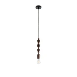 Vintage Κρεμαστό Φωτιστικό BEADS  Μονόφωτο 1 x E27 AC220-240V IP20 - Φ5 x Υ33cm - Καφέ Σκούρο Ξύλινο Ανάρτηση