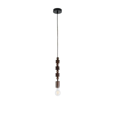 Vintage Κρεμαστό Φωτιστικό BEADS Μονόφωτο 1 x E27 AC220-240V IP20 - Φ5 x Υ33cm - Καφέ Σκούρο Ξύλινο Ανάρτηση GloboStar® BEADS 00692 Vintage Κρεμαστό Φωτιστικό Ανάρτηση Μονόφωτο 1 x E27 IP20 Καφέ Ξύλο - Μ5 x Π5 x Y33cm