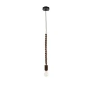 Vintage Κρεμαστό Φωτιστικό BEADS Μονόφωτο 1 x E27 AC220-240V IP20 - Φ4 x Υ47cm - Καφέ Σκούρο Ξύλινο Ανάρτηση