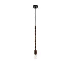 Vintage Κρεμαστό Φωτιστικό BEADS Μονόφωτο 1 x E27 AC220-240V IP20 - Φ4 x Υ47cm - Καφέ Σκούρο Ξύλινο Ανάρτηση