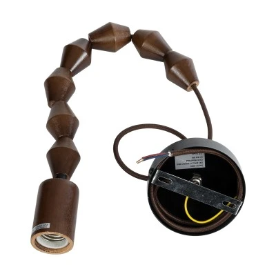 GloboStar® FRANKLIN 00695 Vintage Κρεμαστό Φωτιστικό Οροφής Μονόφωτο 1 x E27 AC220-240V IP20 - Φ4 x Υ43cm - Καφέ Σκούρο Ξύλινο Ανάρτηση - 5 Χρόνια Εγγύηση