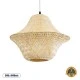 GloboStar® JUNIPER 01737 Boho Κρεμαστό Φωτιστικό Οροφής Μονόφωτο 1 x E27 AC220-240V IP20 - Φ45 x Υ40cm - Μπεζ Ξύλινο Μπαμπού Πλέγμα Καμπάνα - 5 Χρόνια Εγγύηση