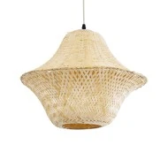 Boho Κρεμαστό Φωτιστικό JUNIPER Μονόφωτο 1 x E27 AC220-240V IP20 - Φ45 x Υ40cm - Μπεζ Ξύλινο Μπαμπού Πλέγμα Καμπάνα