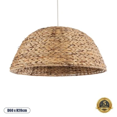 Boho Κρεμαστό Φωτιστικό MANGATA Μονόφωτο 1 x E27 AC220-240V IP20 - Φ60 x Υ28cm - Καφέ Water Hyacinth - Υδρουάκινθος Πλέγμα Καμπάνα GloboStar® MANGATA 01847 Boho Κρεμαστό Φωτιστικό Οροφής Μονόφωτο 1 x E27 AC220-240V IP20 - Φ60 x Υ28cm - Καφέ Water Hyacinth - Υδρουάκινθος Πλέγμα Καμπάνα - 5 Χρόνια Εγγύηση