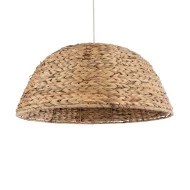Boho Κρεμαστό Φωτιστικό MANGATA Μονόφωτο 1 x E27 AC220-240V IP20 - Φ60 x Υ28cm - Καφέ Water Hyacinth - Υδρουάκινθος Πλέγμα Καμπάνα