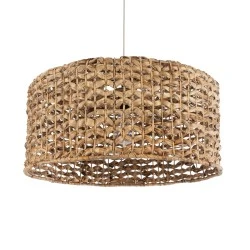 Boho Κρεμαστό Φωτιστικό MANGATA Μονόφωτο 1 x E27 AC220-240V IP20 - Φ60 x Υ28cm - Καφέ Water Hyacinth - Υδρουάκινθος Πλέγμα Καμπάνα
