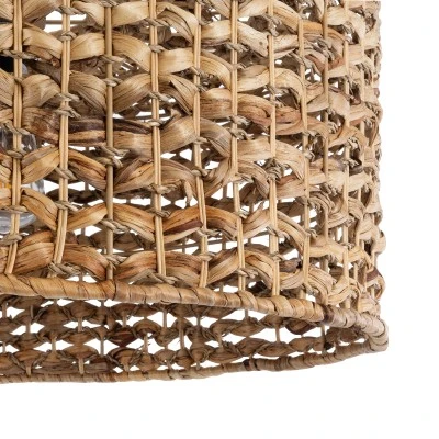 GloboStar® MANGATA 01849 Boho Κρεμαστό Φωτιστικό Οροφής Μονόφωτο 1 x E27 AC220-240V IP20 - Φ60 x Υ28cm - Καφέ Water Hyacinth - Υδρουάκινθος Πλέγμα Καμπάνα