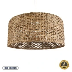 Φωτιστικό κρεμαστό Boho 1x1 E27  IP20 με διάσταση Φ90 x Υ40cm καφέ Water Hyacinth πλέγμα καμπάνα