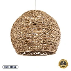 Boho Κρεμαστό Φωτιστικό MANGATA  Μονόφωτο 1 x E27 AC220-240V IP20 - Φ60 x Υ50cm - Καφέ Water Hyacinth - Υδρουάκινθος Πλέγμα Καμπάνα