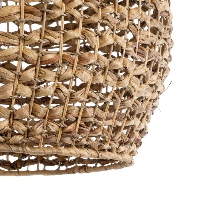 GloboStar® MANGATA 01851 Boho Κρεμαστό Φωτιστικό Οροφής Μονόφωτο 1 x E27 AC220-240V IP20 - Φ60 x Υ50cm - Καφέ Water Hyacinth - Υδρουάκινθος Πλέγμα Καμπάνα - 5 Χρόνια Εγγύηση