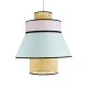 GloboStar® SAIGE 01920 Boho Κρεμαστό Φωτιστικό Πλέγμα Μονόφωτο 1 x E27 IP20 Μπεζ Ξύλο με Πολύχρωμο Ύφασμα - Μ50 x Π50 x Υ54cm