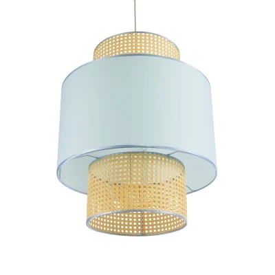Boho Κρεμαστό Φωτιστικό SAIGE Μονόφωτο 1 x E27 AC220-240V IP20 - Φ50 x Υ60cm - Μπεζ με Γαλάζιο Ξύλινο Μπαμπού Πλέγμα GloboStar® SAIGE 02045 Boho Κρεμαστό Φωτιστικό Πλέγμα Μονόφωτο 1 x E27 IP20 Μπεζ Ξύλο με Γαλάζιο Ύφασμα - Μ50 x Π50 x Υ60cm