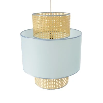 Boho Κρεμαστό Φωτιστικό SAIGE Μονόφωτο 1 x E27 AC220-240V IP20 - Φ50 x Υ60cm - Μπεζ με Γαλάζιο Ξύλινο Μπαμπού Πλέγμα GloboStar® SAIGE 02045 Boho Κρεμαστό Φωτιστικό Πλέγμα Μονόφωτο 1 x E27 IP20 Μπεζ Ξύλο με Γαλάζιο Ύφασμα - Μ50 x Π50 x Υ60cm