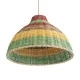 GloboStar® CABALLEROS 02053 Boho Κρεμαστό Φωτιστικό Καμπάνα Μονόφωτο 1 x E27 IP20 Πολύχρωμο Ξύλο - Μ40 x Π40 x Υ27cm