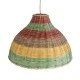 GloboStar® CABALLEROS 02053 Boho Κρεμαστό Φωτιστικό Καμπάνα Μονόφωτο 1 x E27 IP20 Πολύχρωμο Ξύλο - Μ40 x Π40 x Υ27cm