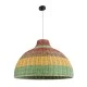 Boho Κρεμαστό Φωτιστικό CABALLEROS Μονόφωτο 1 x E27 AC220-240V IP20 - Φ70 x Υ48cm - Πράσινο με Κίτρινο και Μπεζ με Κόκκινο Ξύλινο Μπαμπού Πλέγμα Καμπάνα GloboStar® CABALLEROS 02054 Boho Κρεμαστό Φωτιστικό Καμπάνα Μονόφωτο 1 x E27 IP20 Πολύχρωμο Ξύλο - Μ70 x Π70 x Υ48cm