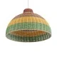 Boho Κρεμαστό Φωτιστικό CABALLEROS Μονόφωτο 1 x E27 AC220-240V IP20 - Φ70 x Υ48cm - Πράσινο με Κίτρινο και Μπεζ με Κόκκινο Ξύλινο Μπαμπού Πλέγμα Καμπάνα GloboStar® CABALLEROS 02054 Boho Κρεμαστό Φωτιστικό Καμπάνα Μονόφωτο 1 x E27 IP20 Πολύχρωμο Ξύλο - Μ70 x Π70 x Υ48cm