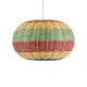 GloboStar® CABALLEROS 02055 Boho Κρεμαστό Φωτιστικό Πλέγμα Μονόφωτο 1 x E27 IP20 Πολύχρωμο Ξύλο - Μ40 x Π40 x Υ25cm
