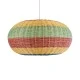 GloboStar® CABALLEROS 02056 Boho Κρεμαστό Φωτιστικό Πλέγμα Μονόφωτο 1 x E27 IP20 Πολύχρωμο Ξύλο - Μ70 x Π70 x Υ36cm